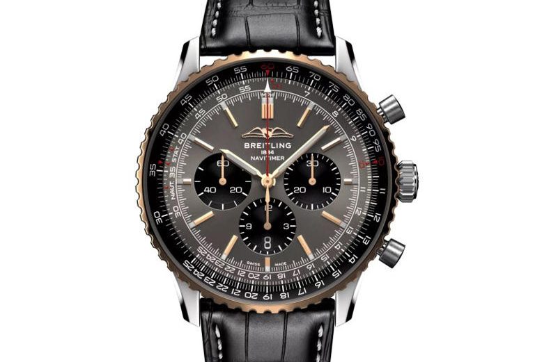 New best replica Breitling Navitimer UK comes in a dark steel and gold colorway exclusive to the U.S.